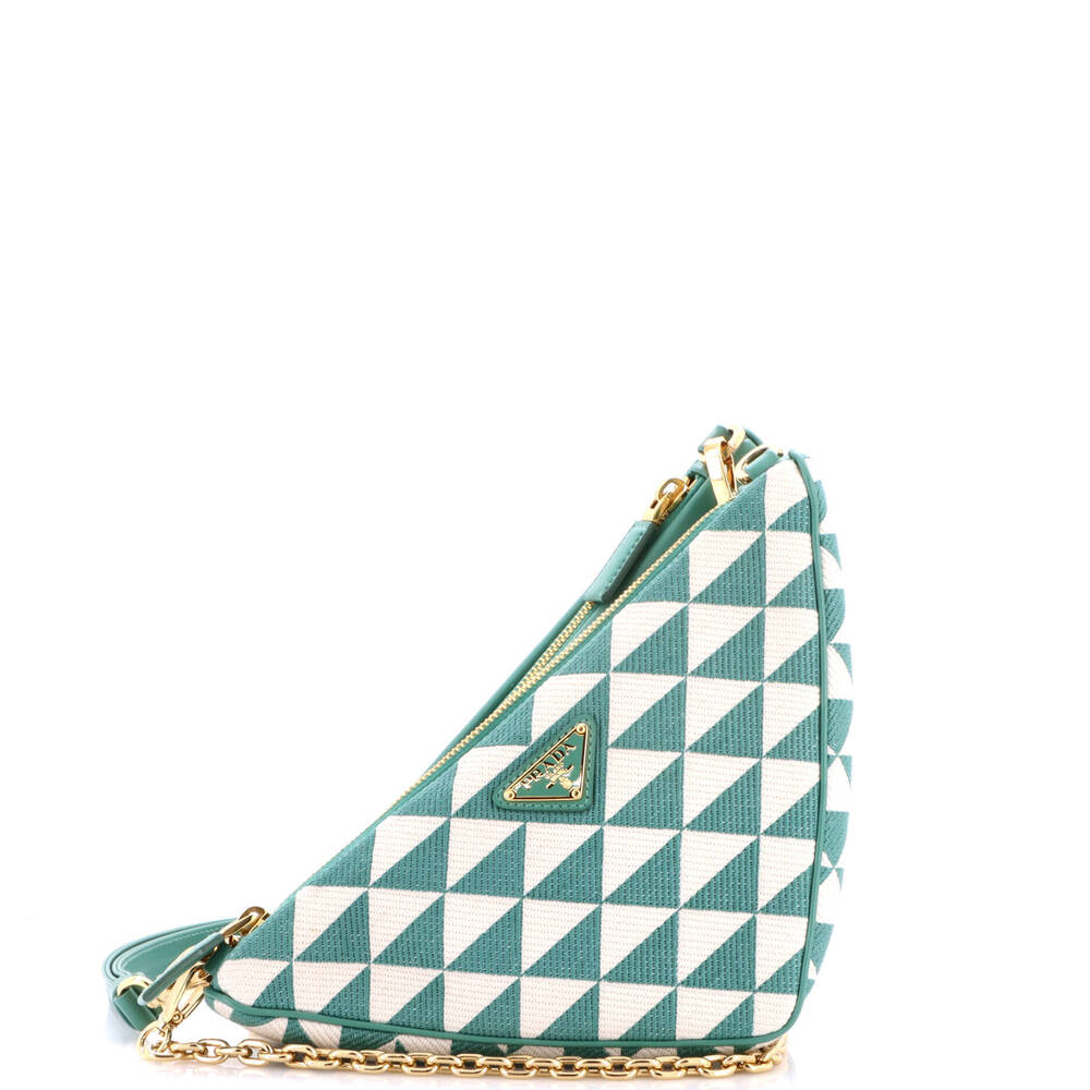 Prada Mini Double Symbole Triangle Bag Leather and Jacquard